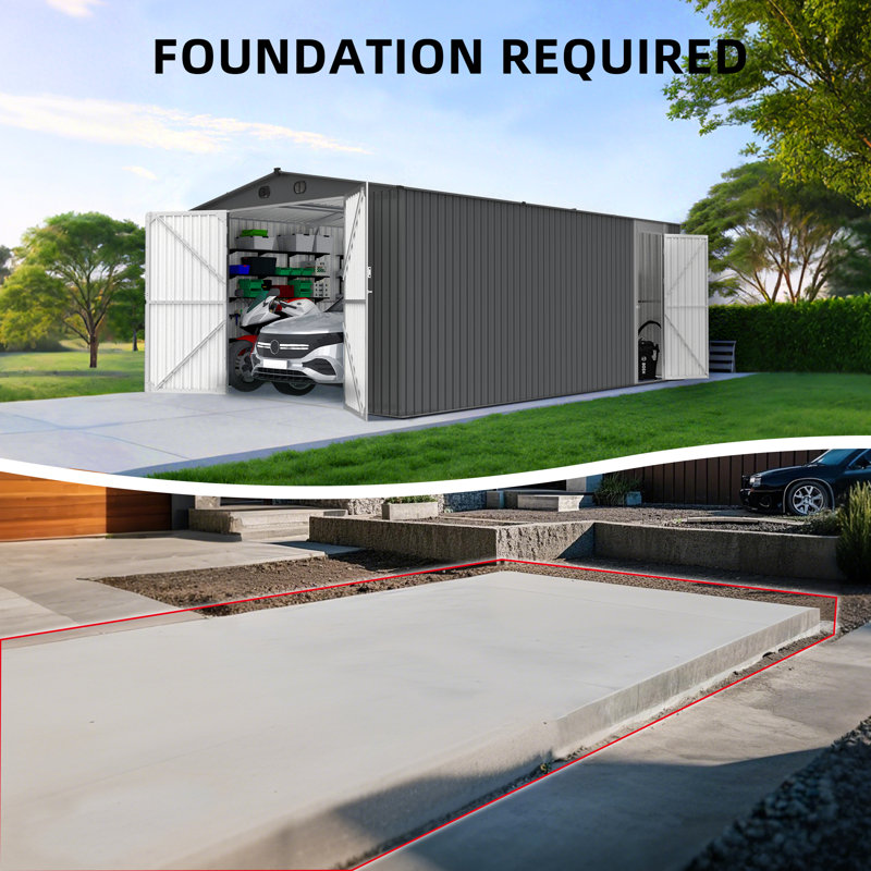 Chery Industrial 13 ft. W X 20 ft. D Metal Storage Shed Garage